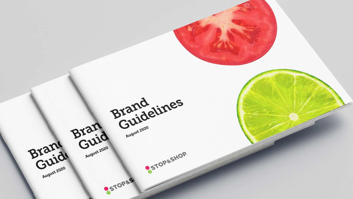 A stack of (add)ventures supplied Brand Guidelines for Stop&Shop.