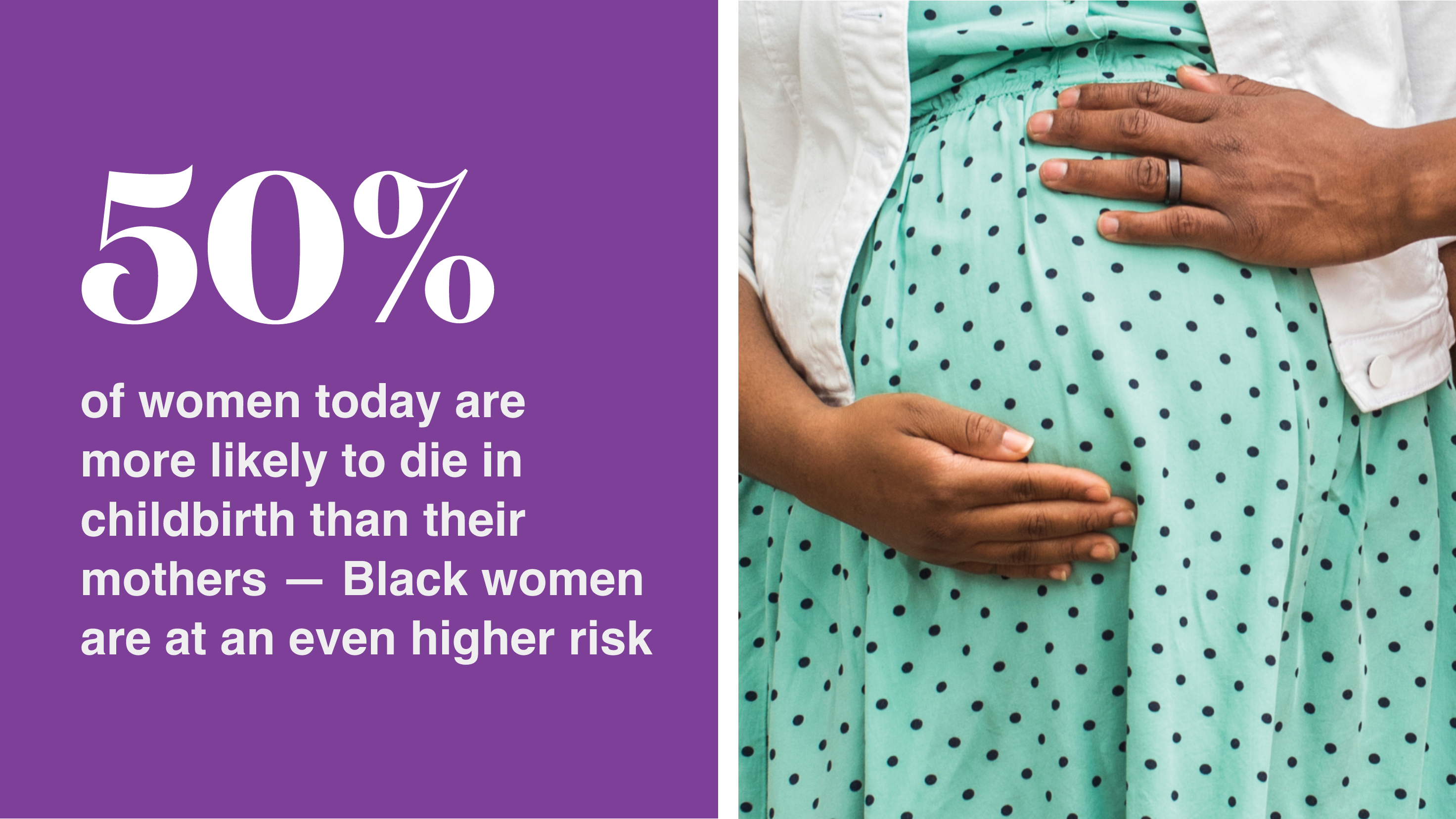 50% of women today are more likely to die in childbirth than their mothers — Black women are at an even higher risk