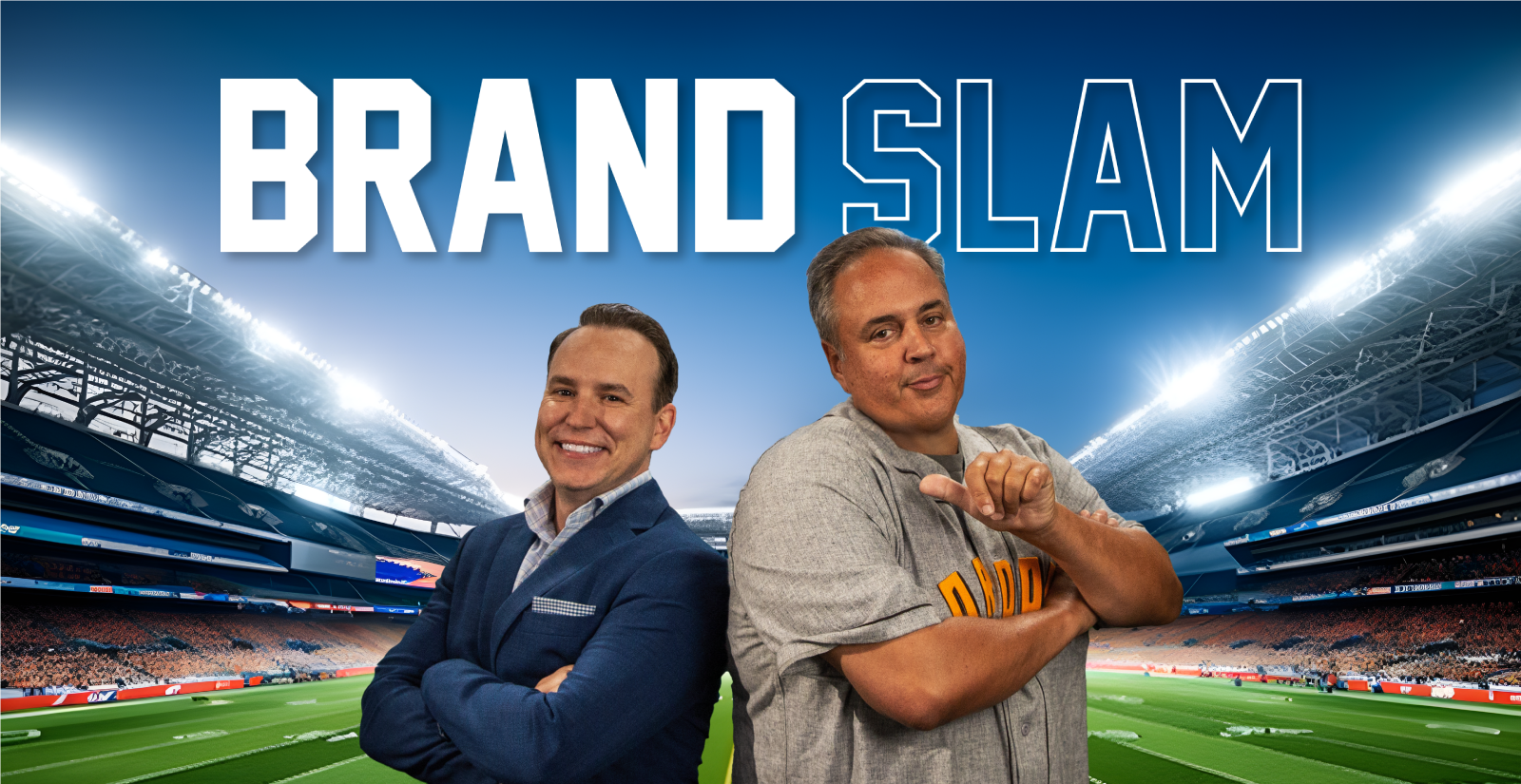 Brand Slam logo with photo of hosts Joe Kayata and Steve Rosa
