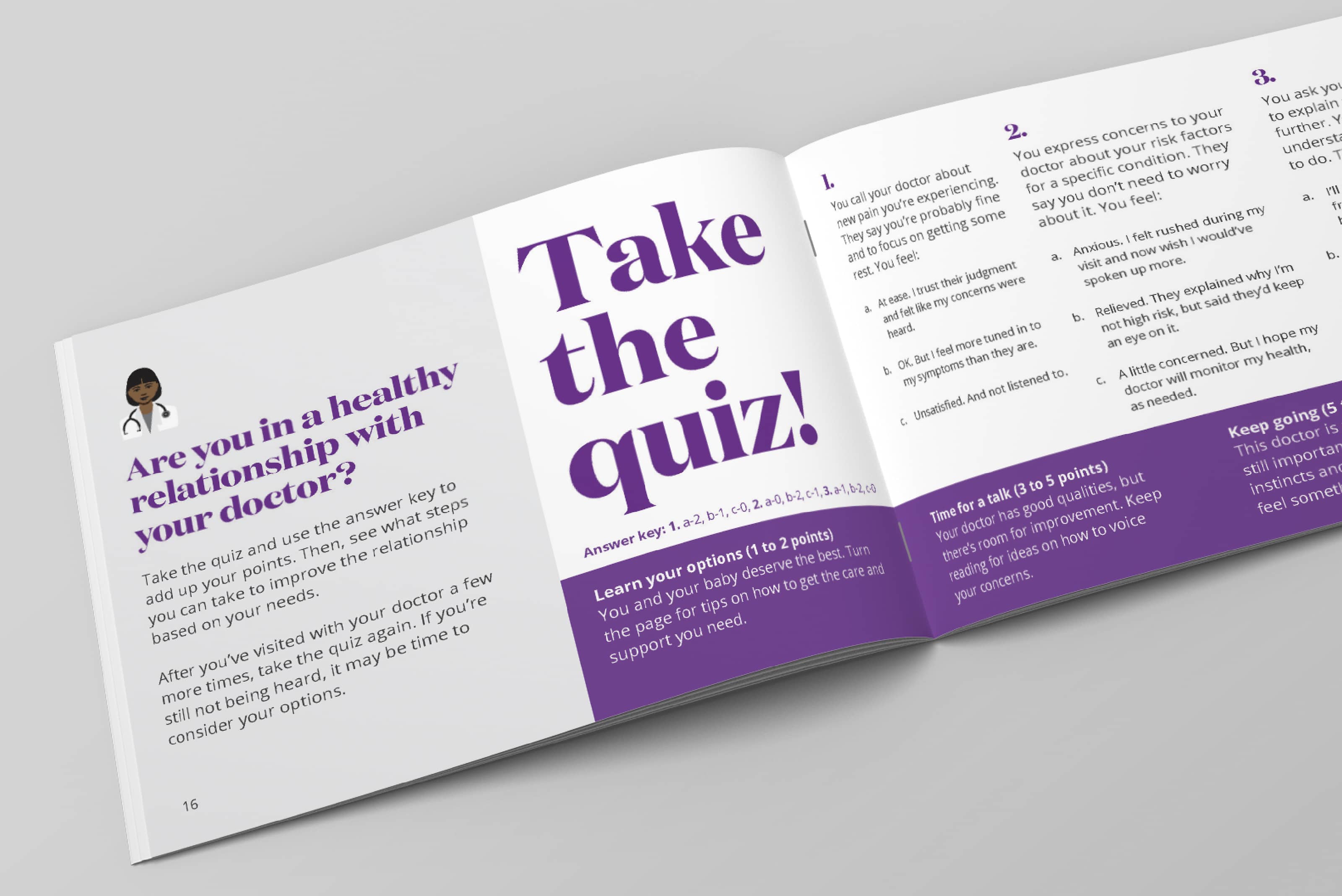 Inside pages from Aetna’s prenatal preeclampsia care kit booklet